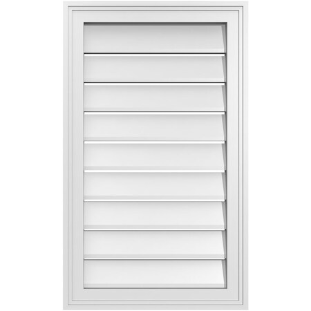 Ekena Millwork Vertical Surface Mount PVC Gable Vent: Functional, w/ 2"W x 1-1/2"P Brickmould Frame, 18"W x 30"H GVPVE18X3002SF